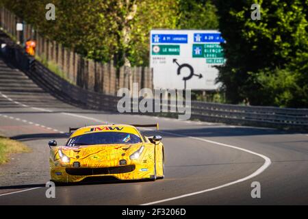 84 SEGAL Jeffrey (etats-unis), BAPTISTA Rodrigo (BRA), LU Wei (CAN), Ferrari 488 GTE JMW Motorsport, action pendant la journée d'24 essai de 2019 heures du Mans, le 2 juin au circuit du Mans, France - photo Antonin Vincent / DPPI Banque D'Images