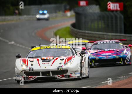 70 MOTOAKI Ishikawa (jpn), BERETTA Olivier (mcn), CHEEVER Edward (ita), Ferrari 488 GTE Team MR Racing, action pendant la course 2019 le Mans 24 heures, du 15 au 16 juin sur le circuit du Mans, France - photo Antonin Vincent / DPPI Banque D'Images