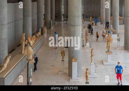 Athènes, Grèce, 28 septembre 2020 : collection d'objets anciens au musée de l'Acropole d'Athènes, Grèce Banque D'Images