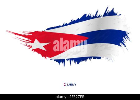 Drapeau de Cuba en forme de grunge avec effet de tissage, drapeau vectoriel grunge pinceau. Illustration de Vecteur