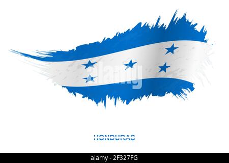 Drapeau du Honduras en style grunge avec effet de tissage, drapeau vectoriel grunge pinceau. Illustration de Vecteur