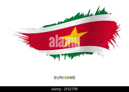 Drapeau du Suriname en forme de grunge avec effet de tissage, drapeau vectoriel de forme de grunge. Illustration de Vecteur