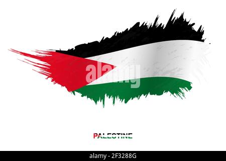 Drapeau de la Palestine dans le style grunge avec effet de tissage, vecteur grunge pinceau drapeau. Illustration de Vecteur