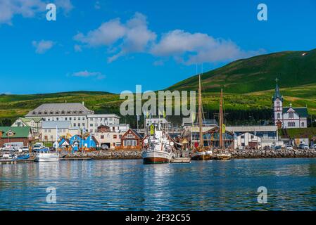 Husavik, Islande, 17 août 2020 : vue sur le port de Husavik, Islande Banque D'Images
