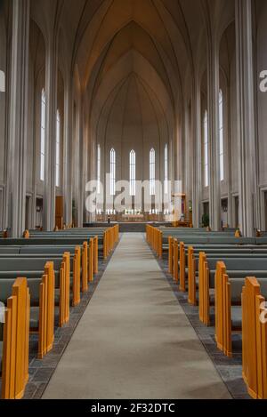 Reykjavik, Islande, 31 août 2020 : intérieur de la cathédrale de Hallgrimskirkja à Reykjavik, Islande Banque D'Images