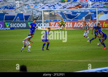 Belo Horizonte, Brésil. 14 mars 2021. Cruzeiro affronte l'Athlétisme, pour le championnat Mineiro, à Mineirao, à Belo Horizonte. Credit: Hanna Gabriela/FotoArena/Alamy Live News Banque D'Images