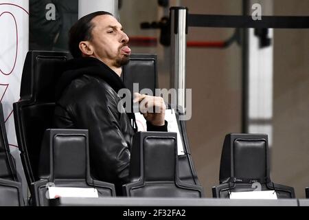 Milan, Italie. 14 mars 2021. MILAN, ITALIE - 14 mars 2021: Zlatan Ibrahimovic de l'AC Milan réagit au cours de la série UN match de football entre l'AC Milan et la SSC Napoli. (Photo de Nicolò Campo/Sipa USA) crédit: SIPA USA/Alay Live News Banque D'Images