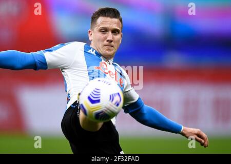 Milan, Italie. 14 mars 2021. MILAN, ITALIE - 14 mars 2021: Piotr Zielinski de SSC Napoli en action pendant la série UN match de football entre AC Milan et SSC Napoli. (Photo de Nicolò Campo/Sipa USA) crédit: SIPA USA/Alay Live News Banque D'Images