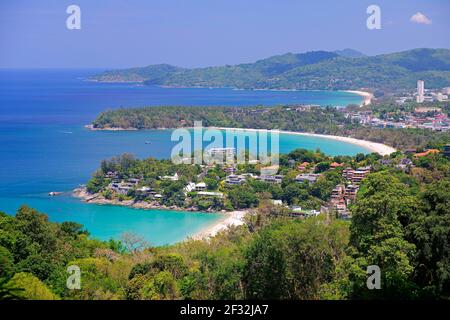 Vue de la plage de Patong et Karon Karon de Viewpoint, Phuket, Thailand Banque D'Images