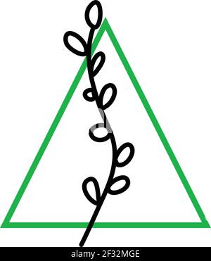 Neuf feuilles minimalistes sur une longue tige, illustration, vecteur sur fond blanc Illustration de Vecteur