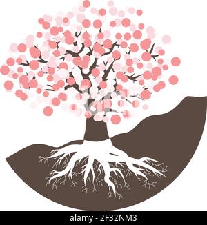 arbre avec fleurs, illustration vectorielle Illustration de Vecteur