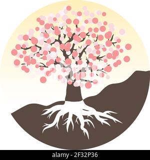 arbre avec fleurs, illustration vectorielle Illustration de Vecteur