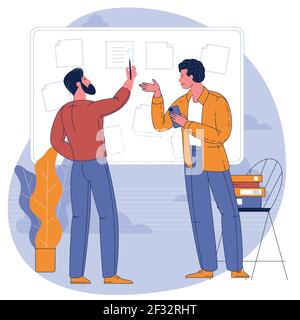 personnes travaillant avec le tableau de bord de l'entreprise au bureau Illustration de Vecteur