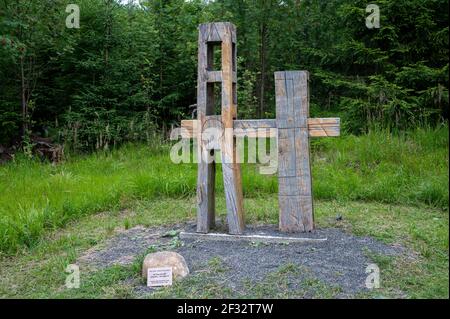 Station VI du chemin de la Croix: Veronica essuie le visage de Jésus. Kalvária na Peknú vyhliadku in Starý Smokovec, Slovaquie. 2020/07/27. Banque D'Images