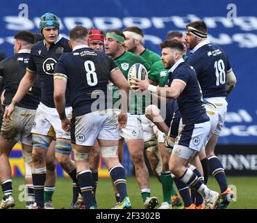 Stade BT Murrayfield, Edimbourg.Scotland UK.14 mars 21. Match Guinness des six Nations.Scotland contre l'Irlande. Ali Price (#9) (Glasgow Warriors) of Scotland Credit: eric mccowat/Alamy Live News Banque D'Images