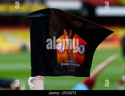 Watford, Royaume-Uni. 14 mars 2021. WATFORD, ANGLETERRE - MARS 14: Drapeau de coin lors de la finale de la coupe continentale des pneus de FA femmes entre Bristol City et Chelsea au stade Vicarage Road, Watford, Royaume-Uni le 14 mars 2021 crédit: Action Foto Sport/Alay Live News Banque D'Images