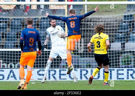 VENLO, PAYS-BAS - MARS 14: Zian Flemming de Fortuna Sittard marque ses côtés troisième but pendant le match Eredivisiie entre VVV Venlo et Fortuna Banque D'Images