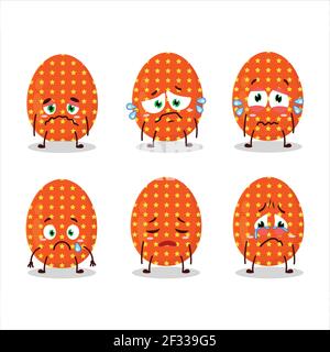 Orange profond oeuf de pâques personnage de dessin animé avec une expression triste. Illustration vectorielle Illustration de Vecteur