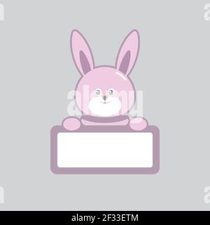 Joli dessin animé de lapin avec panneau Illustration de Vecteur