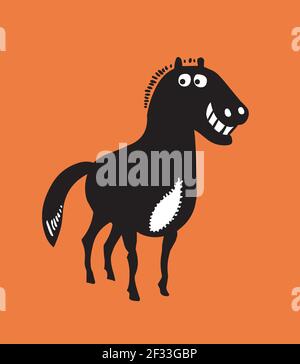 Illustration vectorielle d'un cheval drôle Illustration de Vecteur