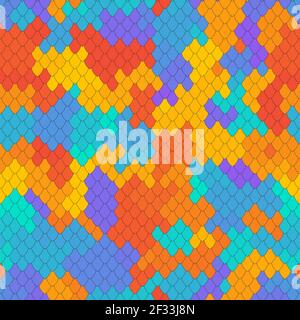 Motif d'échelle abstrait. Texture de squama arc-en-ciel. Motif coloré sans couture Illustration de Vecteur