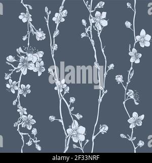 Motif fleuri de fleurs de cerisier japonais Sakura Illustration de Vecteur