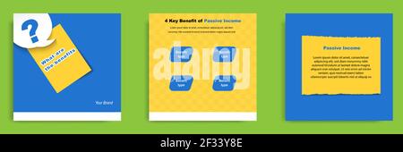 Didacticiel sur les réseaux sociaux, astuce, astuce, conseils rapides, modèle de mise en page avec fond géométrique de couleur bleue, blanche et jaune. Illustration vectorielle Illustration de Vecteur