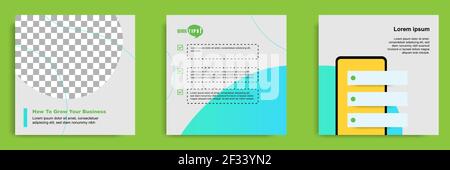 Didacticiel sur les réseaux sociaux, astuce, astuce, conseils rapides, modèle de mise en page avec fond géométrique de couleur bleue, blanche et jaune. Illustration vectorielle Illustration de Vecteur