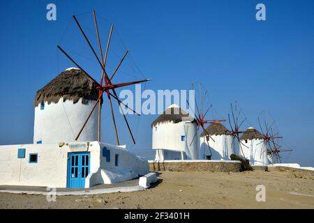 Géographie / voyage, Grèce, moulin à vent, Mykonos-Stadt, Mykonos, Cyclades, Europe, droits-supplémentaires-autorisation-Info-non-disponible Banque D'Images