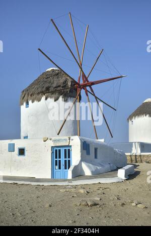 Géographie / voyage, Grèce, moulin à vent, Mykonos-Stadt, Mykonos, Cyclades, Europe, droits-supplémentaires-autorisation-Info-non-disponible Banque D'Images