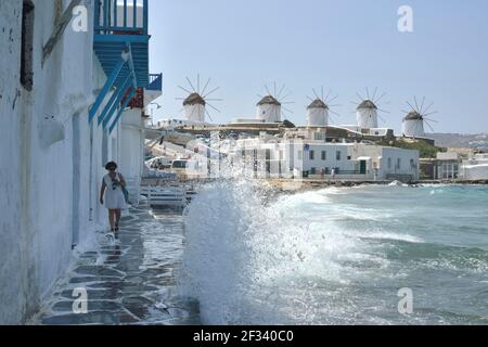 Géographie / voyage, Grèce, moulin à vent, Mykonos-Stadt, Mykonos, Cyclades, droits-supplémentaires-autorisation-Info-non-disponible Banque D'Images