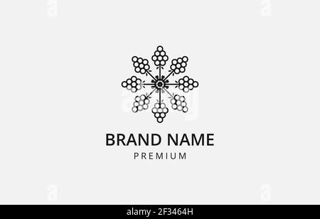Mandala Art Grape Circle logo Vector Template adapté à la beauté femme d'affaires Illustration de Vecteur