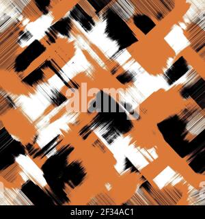 Noir, traits orange, arrière-plan blanc. Fond d'écran gris multicolore. Motif abstrait de taches de peinture chaotiques. Design moderne et créatif Banque D'Images