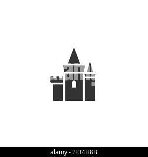 Château magique de conte de fées. Icône de dessin animé. Tour, forteresse. Conte de fées, magie, logo fantaisie. Illustraion vecteur de vacances isolé sur blanc Illustration de Vecteur