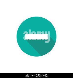 Blanc moins avec ombre dans le cercle bleu. Icône de vecteur plat isolée sur blanc. Ajouter ou acheter un pictogramme. Idéal pour le Web et la conception mobile. Illustration de Vecteur