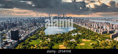 Vue aérienne de Central Park à Manhattan, New York. Banque D'Images