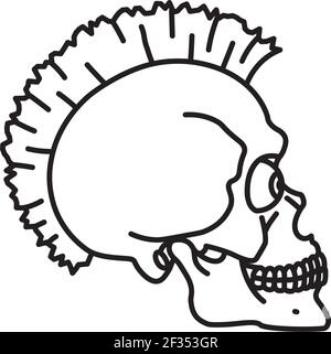 Les humains moulent avec la ligne de vecteur de la coiffure et des yeux mohawk icône Illustration de Vecteur