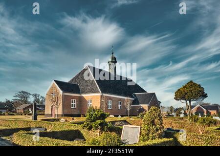 Adresses importantes Tidevand Færgeruter Lufthavne Bil, dans l'église Nordby, Esbjerg, Jutland, Danemark Banque D'Images