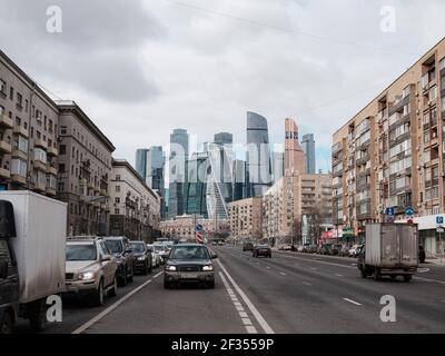 MOSCOU, RUSSIE - 20 février 2020 : ville de Moscou. Vue sur les gratte-ciels du centre d'affaires international de Moscou. Grand panorama de bâtiments modernes en verre fr Banque D'Images