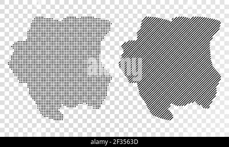 Ensemble de cartes abstraites du Suriname. Carte par points et par lignes du Suriname. Carte vectorielle en pointillés du Suriname isolée sur fond transparent Illustration de Vecteur