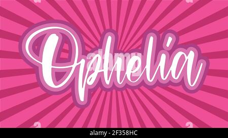 Ophelia Typographie avec Sunburst rose japonais Illustration de Vecteur