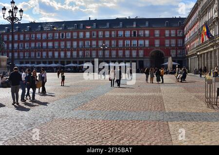 Madrid. Espagne, mars 14. 2021: Plaza Mayor. Banque D'Images