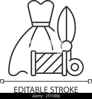 Mariage et robe de bal modifications linéaire icône Illustration de Vecteur