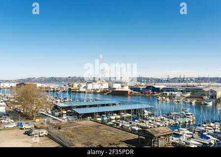 Tacoma, Washington, États-Unis. Mars 2021. Port maritime sur Puget Sound Banque D'Images