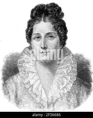 Juliette ou Julie Recamier, née Jeanne Françoise Julie Adelaide Bernard, appelée Madame Recamier, 4 décembre 1777 - 11 mai 1849, était une salonnière française / Juliette ou Julie Recamier, geb. Jeanne Françoise Julie Adelaide Bernard, née Madame Recamier, 4. Dezember 1777 - 11. Mai 1849, War eine französische Salonnière, Historisch, historique, numérique reproduction améliorée d'un original du 19ème siècle / digitale Reproduktion einer Originalvorlage aus dem 19. Jahrhundert, Banque D'Images