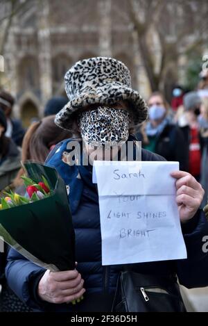 Parliament Square, Londres, Royaume-Uni. 15 mars 2021. Protestation sur la place du Parlement en solidarité avec Sarah Everard, le nouveau projet de loi et la violence contre les femmes. Crédit : Matthew Chattle/Alay Live News Banque D'Images