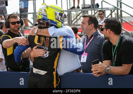 GHIOTTO Luca, Uni Virtuosi Racing, portrait, célébrant sa deuxième place lors du championnat de Formule 2 de la FIA 2019, Bahreïn à Sakhir du 29 au 31 mars - photo DPPI Banque D'Images