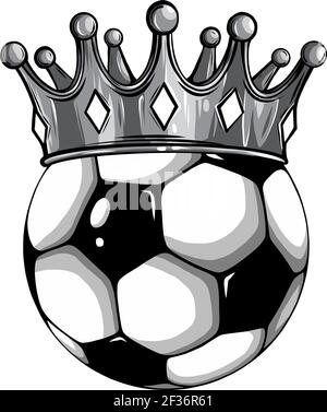 Couronne d'or monochromatique sur une balle de soccer isolée sur blanc Illustration de Vecteur