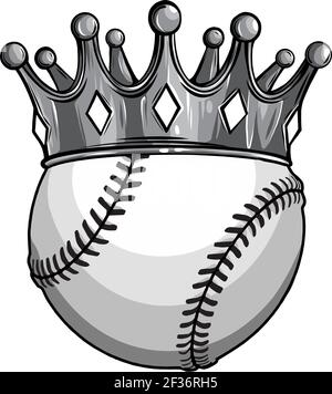 Concept de King of baseball monochromatique, une balle de baseball portant un vecteur de couronne d'or Illustration de Vecteur