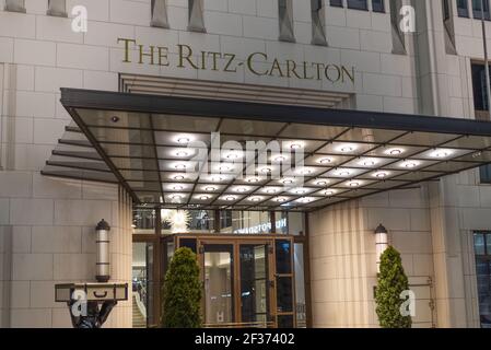 Célèbre Ritz Carlton Hotel à Berlin - VILLE DE BERLIN, ALLEMAGNE - 11 MARS 2021 Banque D'Images